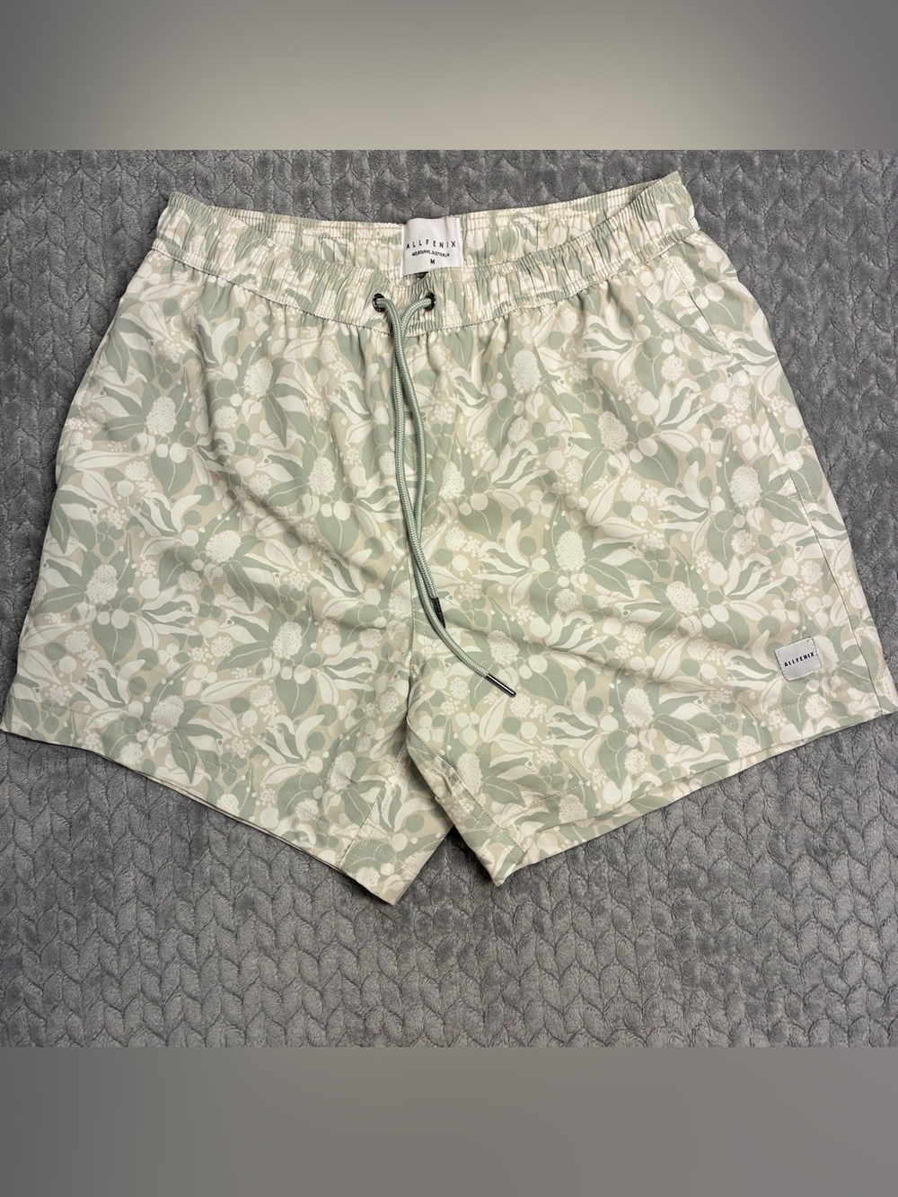 Allfenix Floral Print Swim Trunks in Sage Men’s Medium